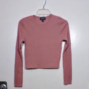 Top Shop Women's Mauve Cropped Long Sleeve Sweater Size: 8/M